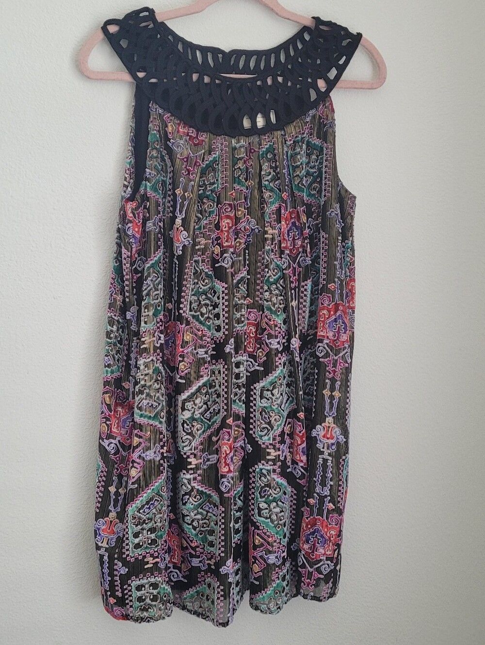 Anthropologie Moulinette Soeurs Metallic Burnout Velvet Shift Dress S Bohemian